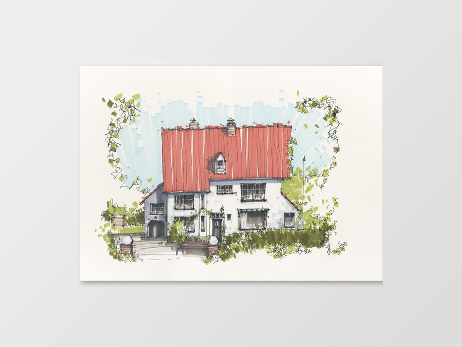 House sketch on canvas print